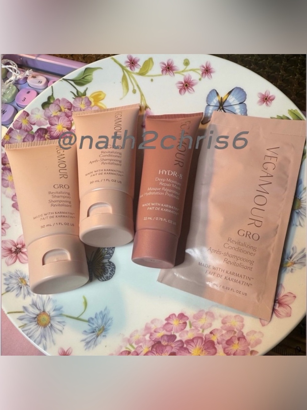 Vegamour GRO & HYDR-8 Hair Care 4pc travel Set New